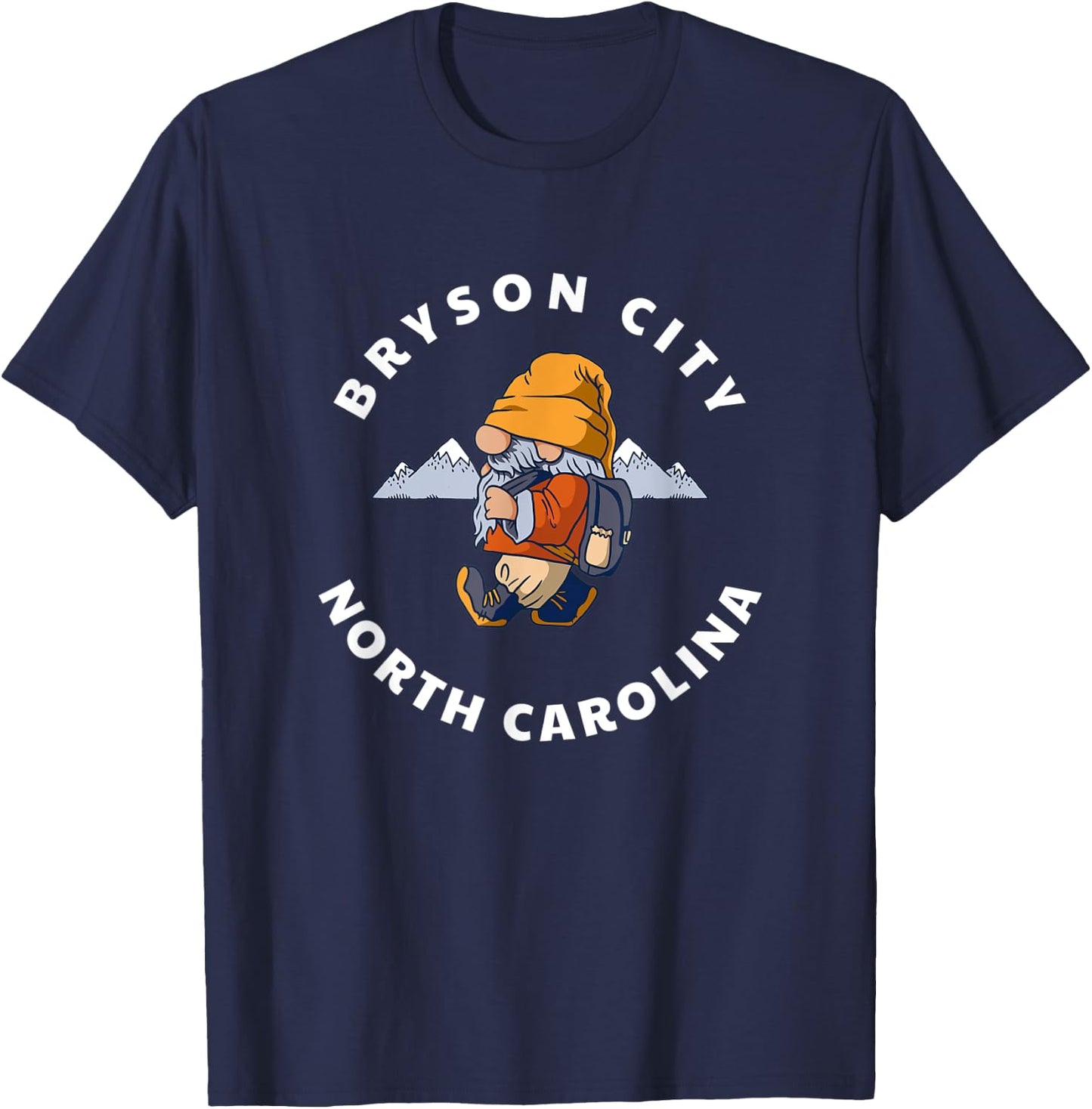 Bryson City North Carolina Hiking Gnome NC Vacation T-Shirt - T-Shirt | Navy