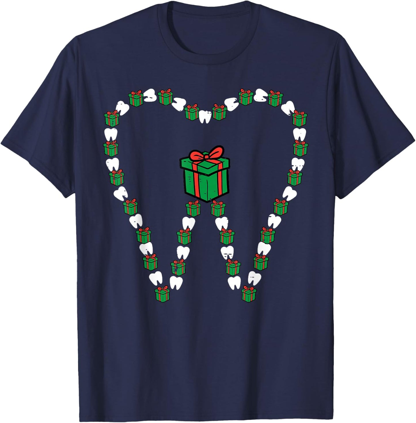 Christmas Tooth Cute Xmas Teeth Dental Hygiene Dentist Women T-Shirt - T-Shirt | Navy