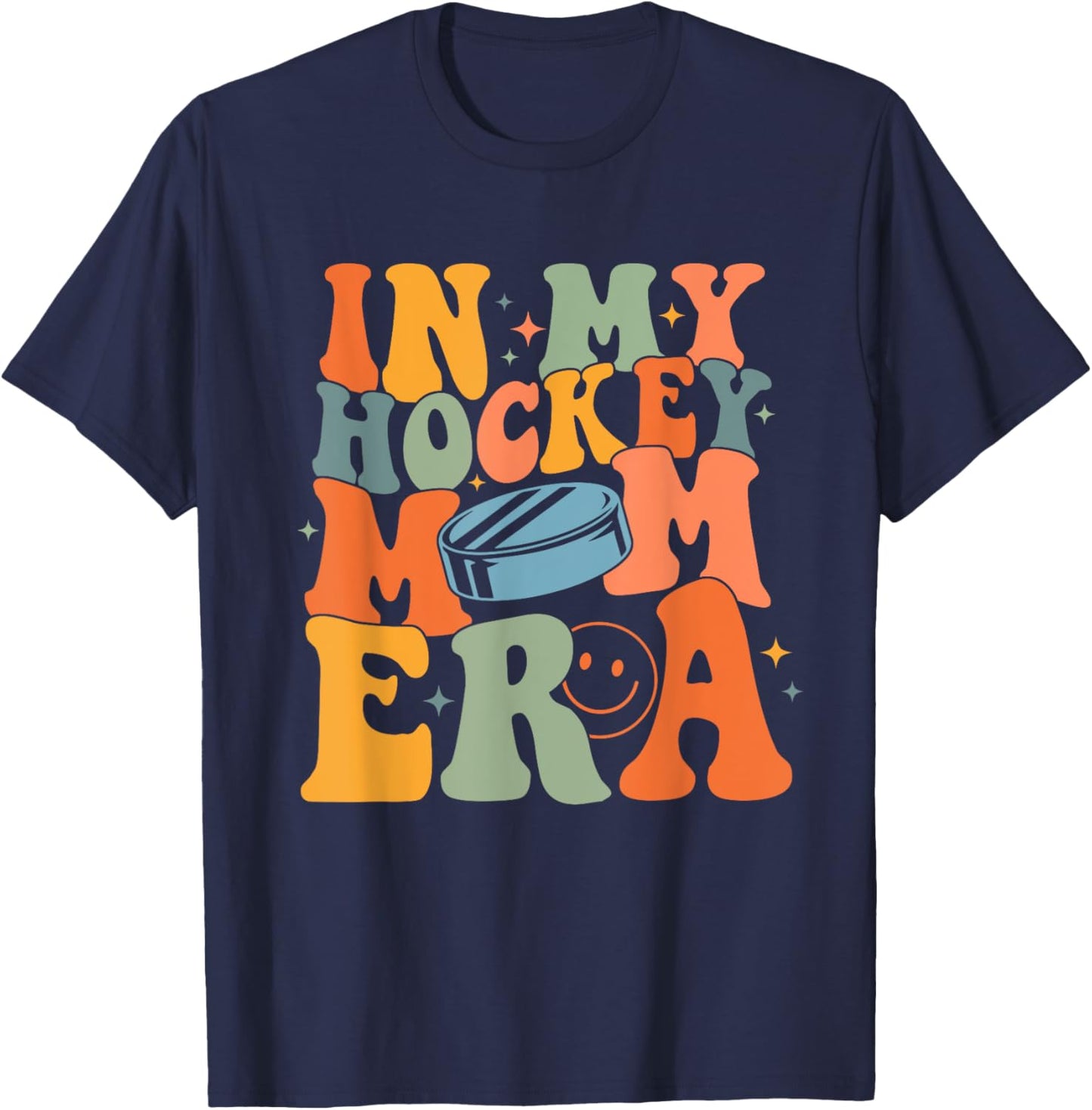 In My Hockey Mom Era Mama Mother Funny Retro Game Day Sport T-Shirt - T-Shirt | Navy