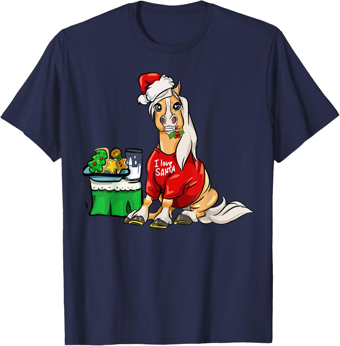 Haflinger Horse I Love Santa Christmas Horses Gifts T-Shirt - T-Shirt | Navy