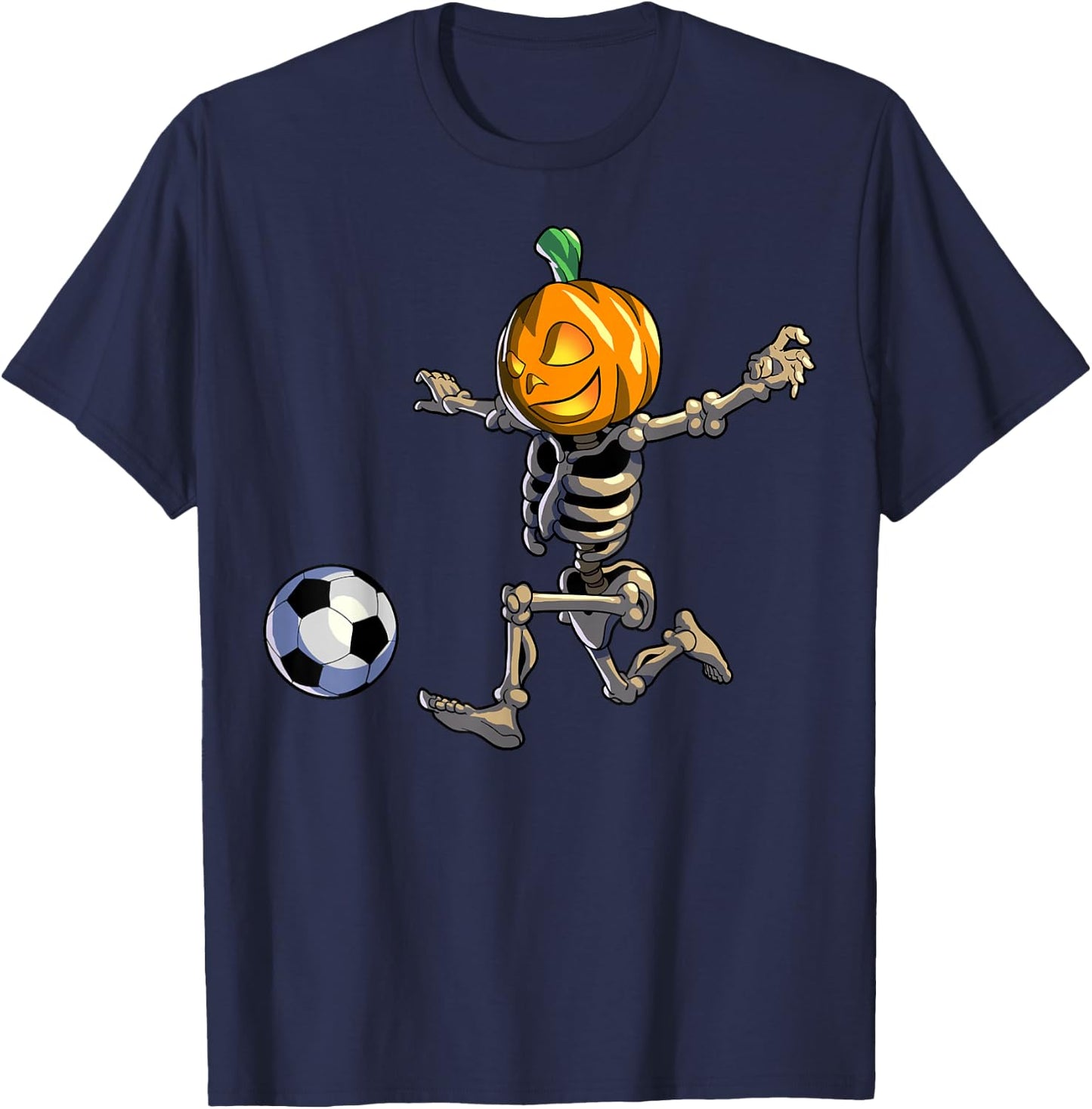 Soccer Skeleton Halloween Men Boys Soccer Halloween T-Shirt - T-Shirt | Navy