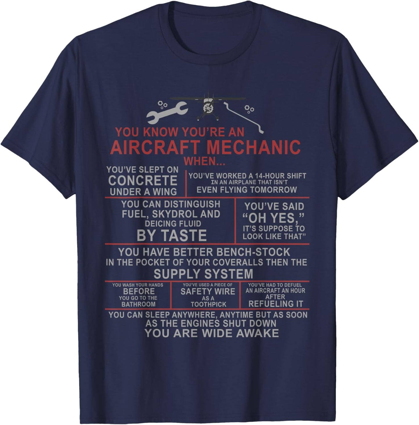You Know You're an Aircraft Mechanic When.. Funny A&P Saying T-Shirt - T-Shirt | Navy