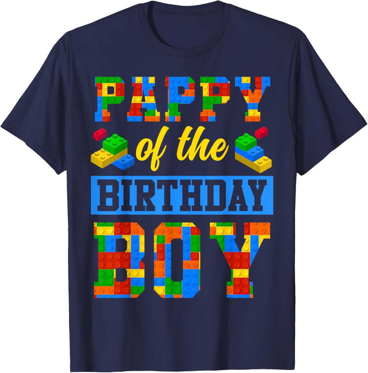 Pappy Of The Birthday Boy Building Block Bday Party T-Shirt - T-Shirt | Navy