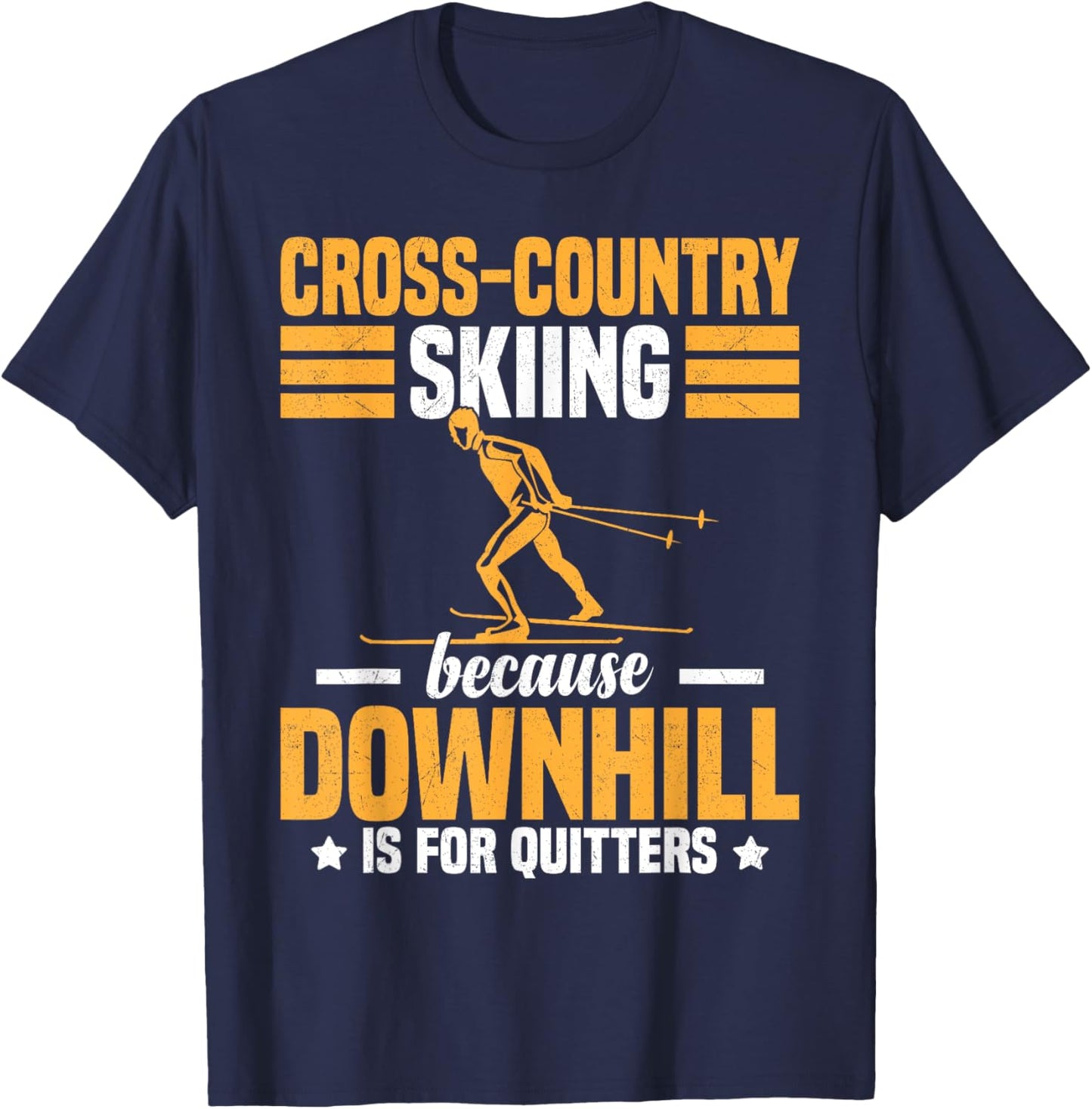 Funny Winter Sport Snow Cross-Country Skiing appearel T-Shirt - T-Shirt | Navy