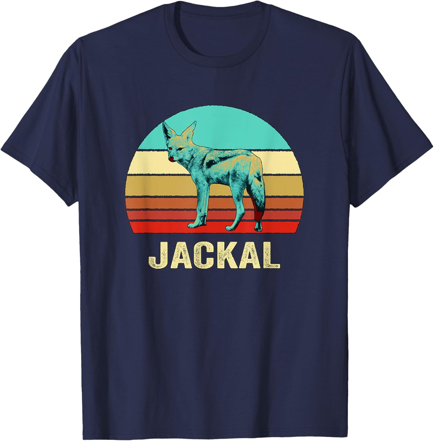 Vintage Retro Style Sunset Jackal T-Shirt - T-Shirt | Navy