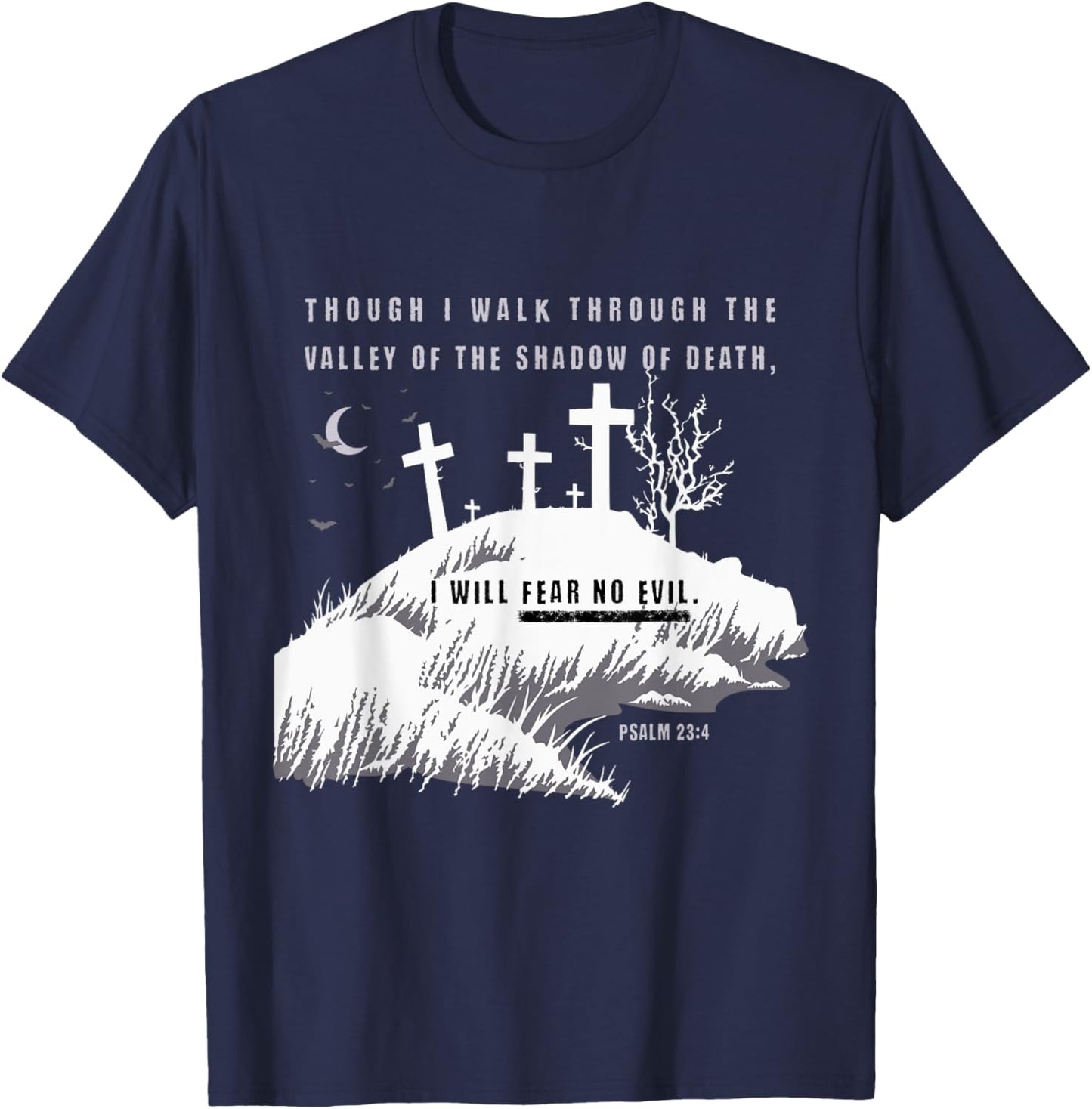 Christian Halloween Shirt, Fear No Evil T-Shirt - T-Shirt | Navy