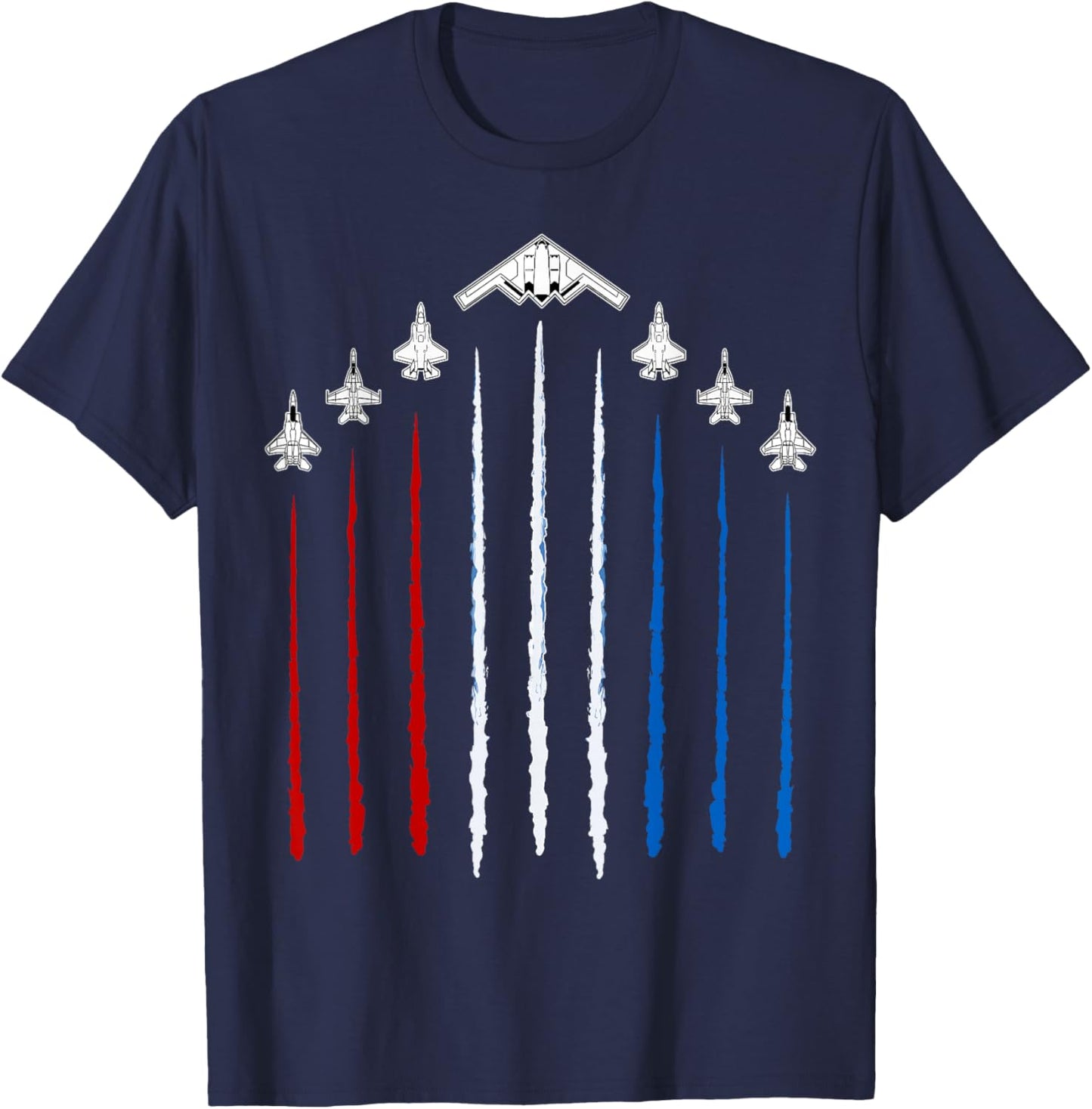 USA Fighter Jets 4th of July Men Women Kids Funny Patriotic T-Shirt - T-Shirt | Navy