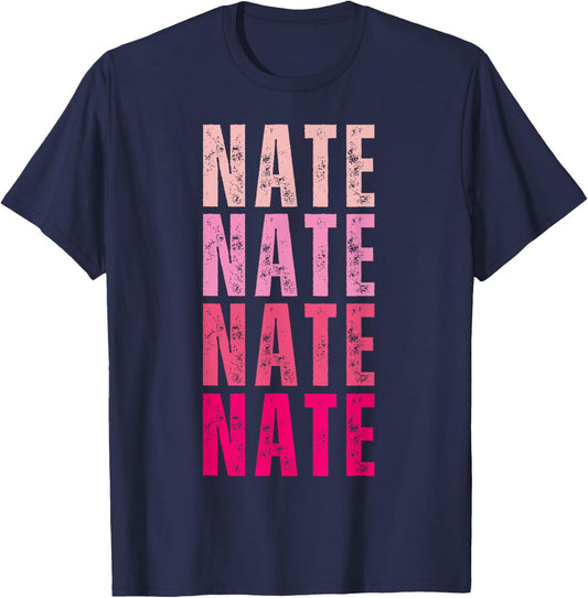 Nate Personalized Name I Love Nate Vintage T-Shirt - T-Shirt | Navy