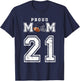 Custom Proud Football Mom Number 21 Personalized T-Shirt - T-Shirt | Navy
