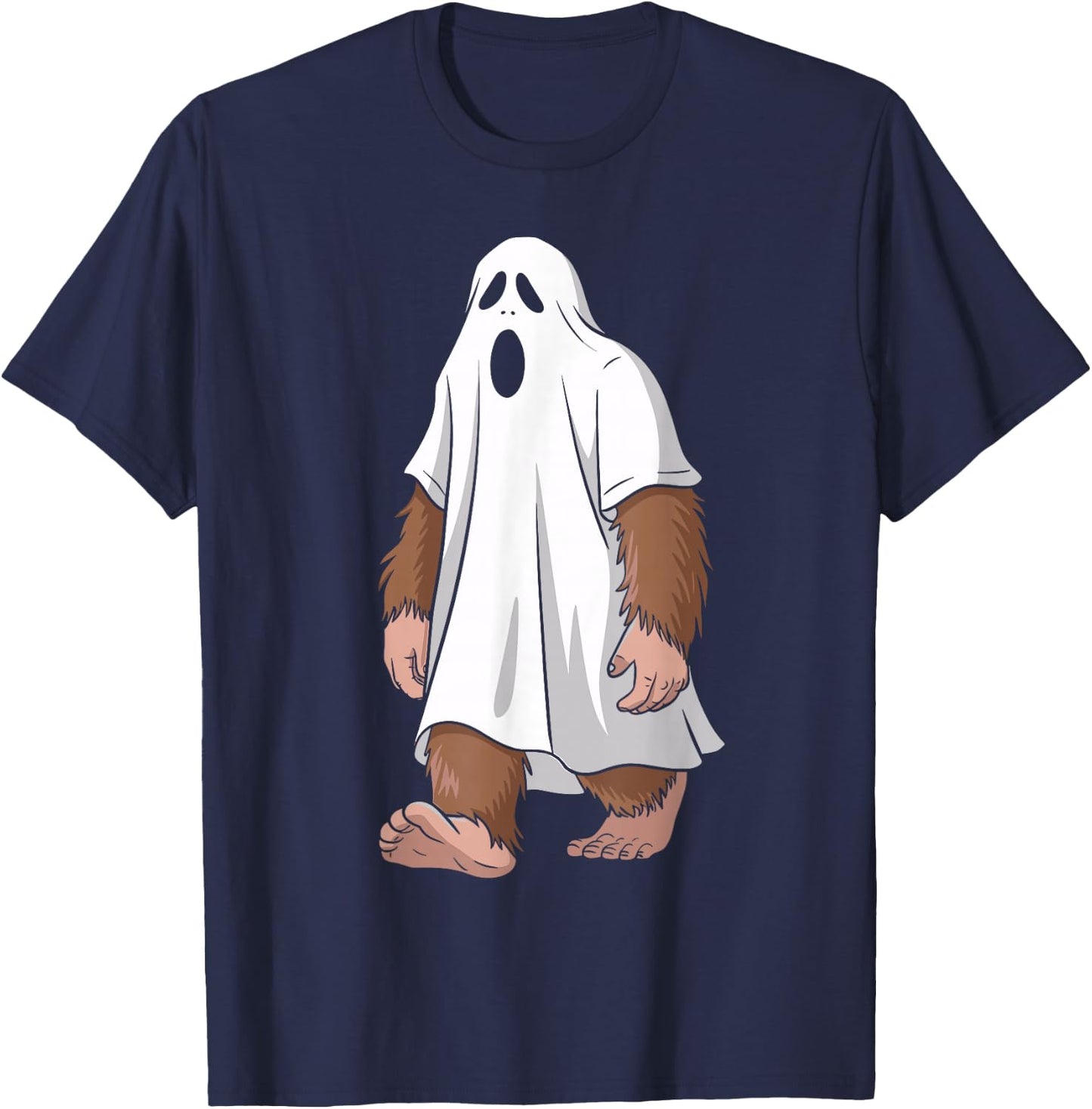 Funny Ghost Bigfoot Lovers Spooky Halloween Costume T-Shirt - T-Shirt | Navy