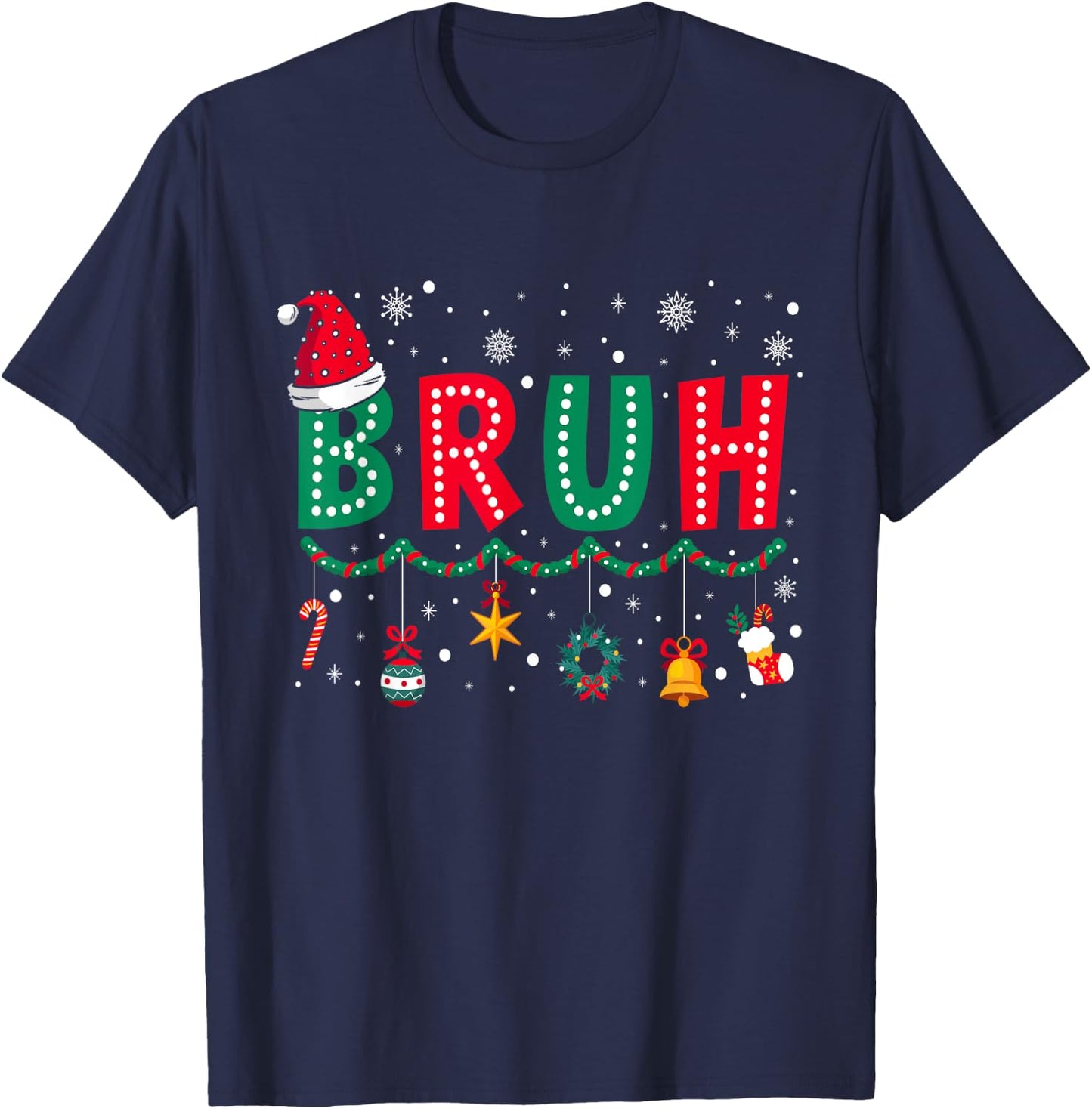 Bruh Christmas Funny Slang Meme Xmas Pajamas Boys Teens Men T-Shirt - T-Shirt | Navy
