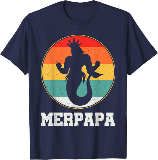 Merdpapa Security Merman Mermaid Daddy Fish Father's Day T-Shirt - T-Shirt | Navy