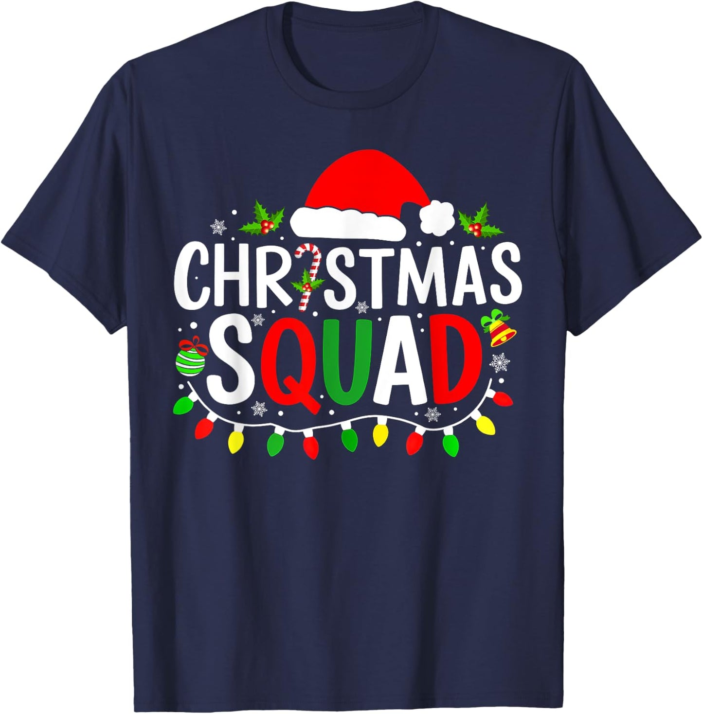 Christmas Squad Matching Pajamas Men Women Xmas Lights T-Shirt - T-Shirt | Navy