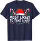 Most Likely To Take A Nap Family Matching Christmas Funny T-Shirt - T-Shirt | Navy