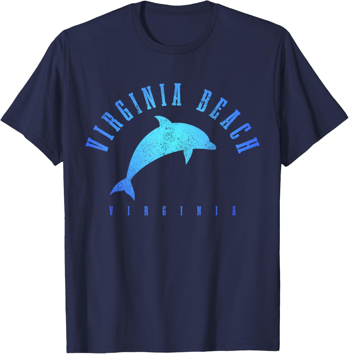 Virginia Beach Virginia Vintage Dolphin Holiday T-Shirt - T-Shirt | Navy