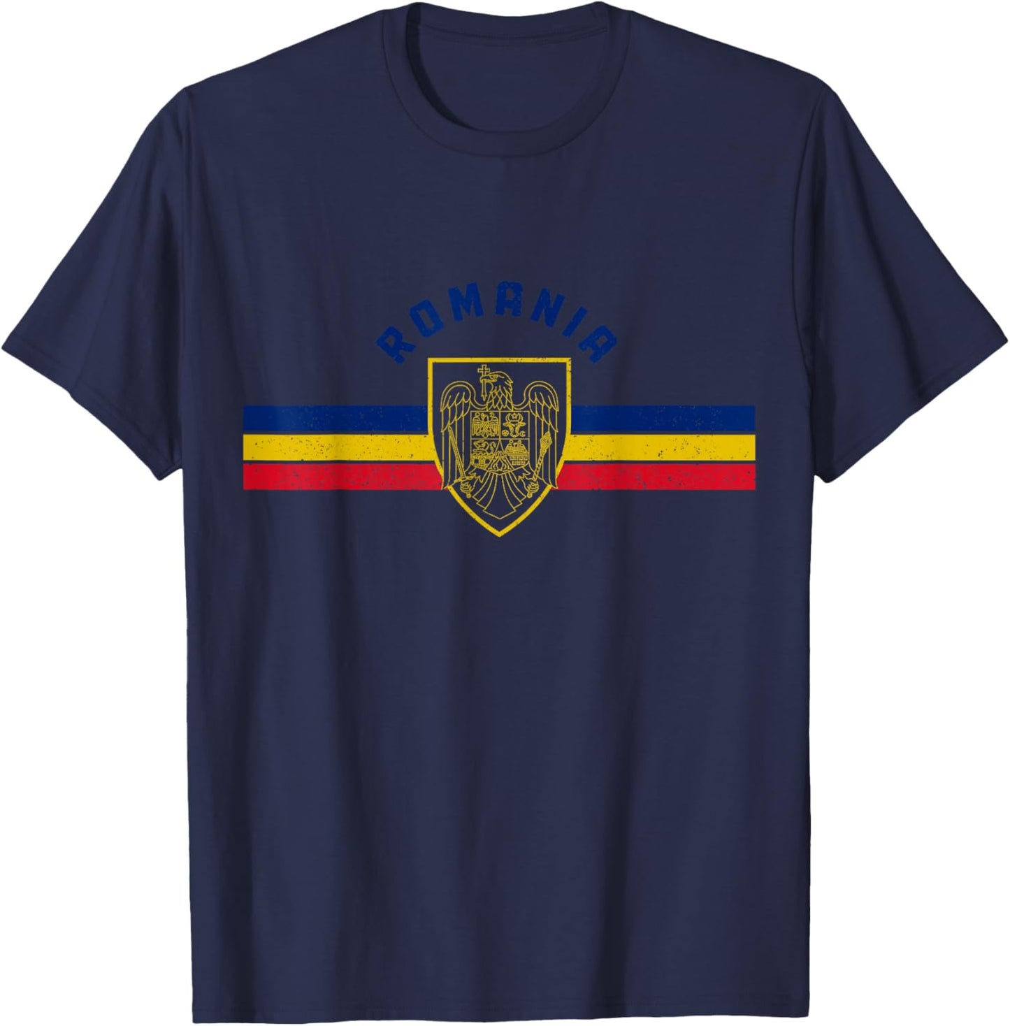 Romania Romanian Flag Pride Vintage T-Shirt - T-Shirt | Navy