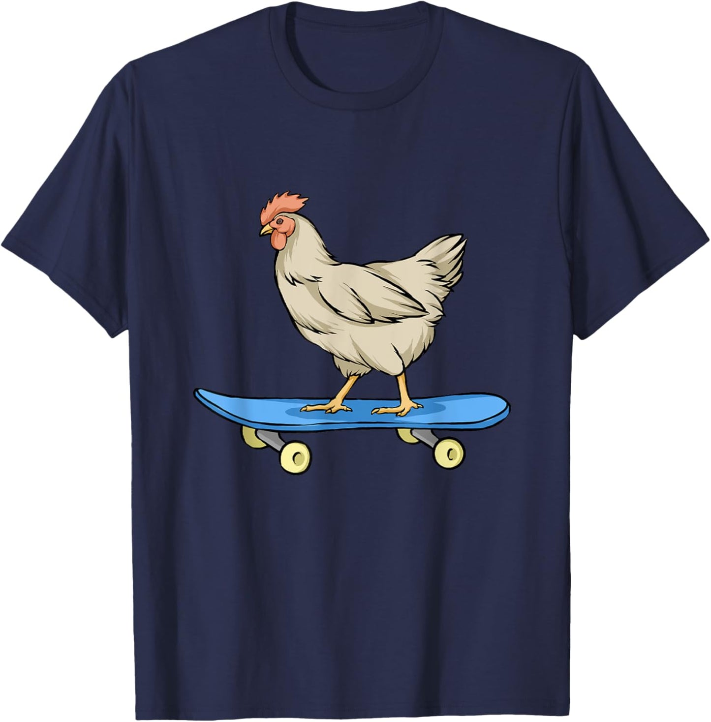 Chicken Riding A Skateboard Chickens T-Shirt - T-Shirt | Navy