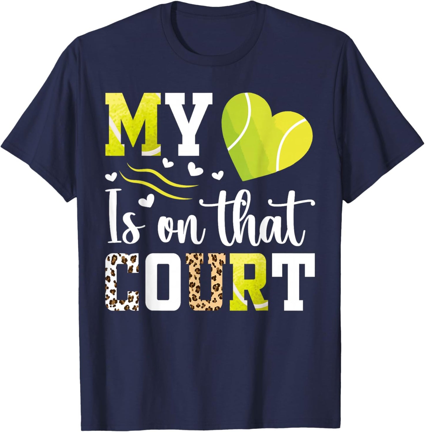 My heart is on that court Tennis Player Tennis mom T-Shirt - T-Shirt | Navy
