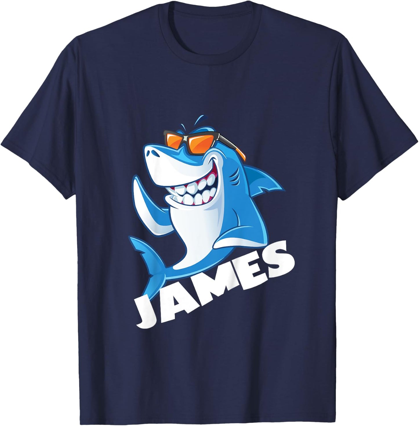 Kids Shark Name James Boys T-Shirt - T-Shirt | Navy