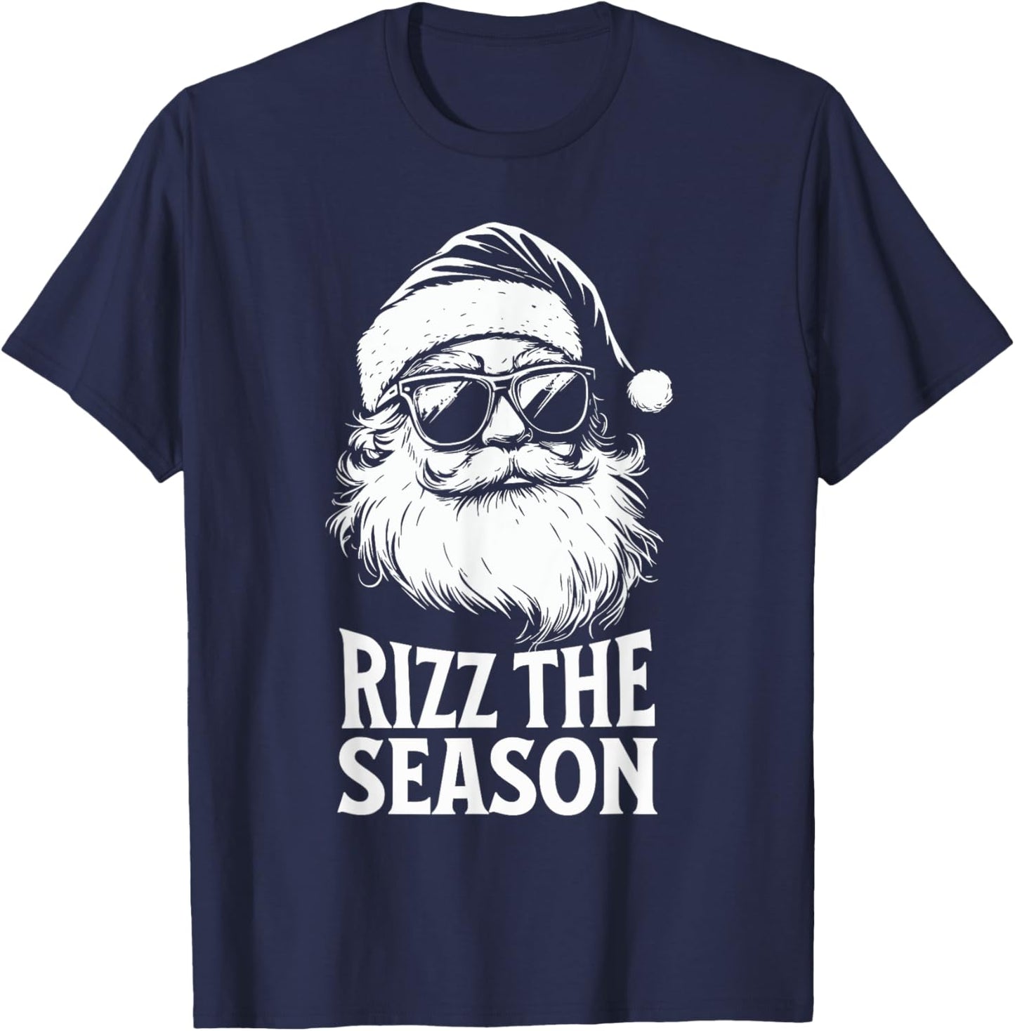 Rizz The Season Teens Kids School Christmas Santa Claus T-Shirt - T-Shirt | Navy