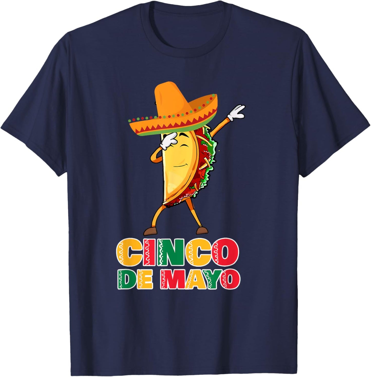 Funny Dabbing Taco Sombrero Kids Party Fiesta Cinco de Mayo T-Shirt - T-Shirt | Navy