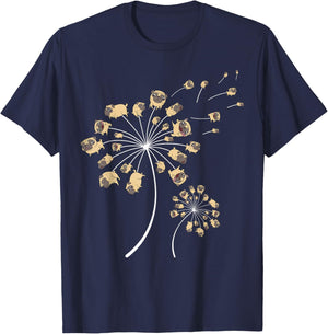 Funny Pug Gift Women Cool Flower Dog Dandelion Lover T-Shirt - T-Shirt | Navy