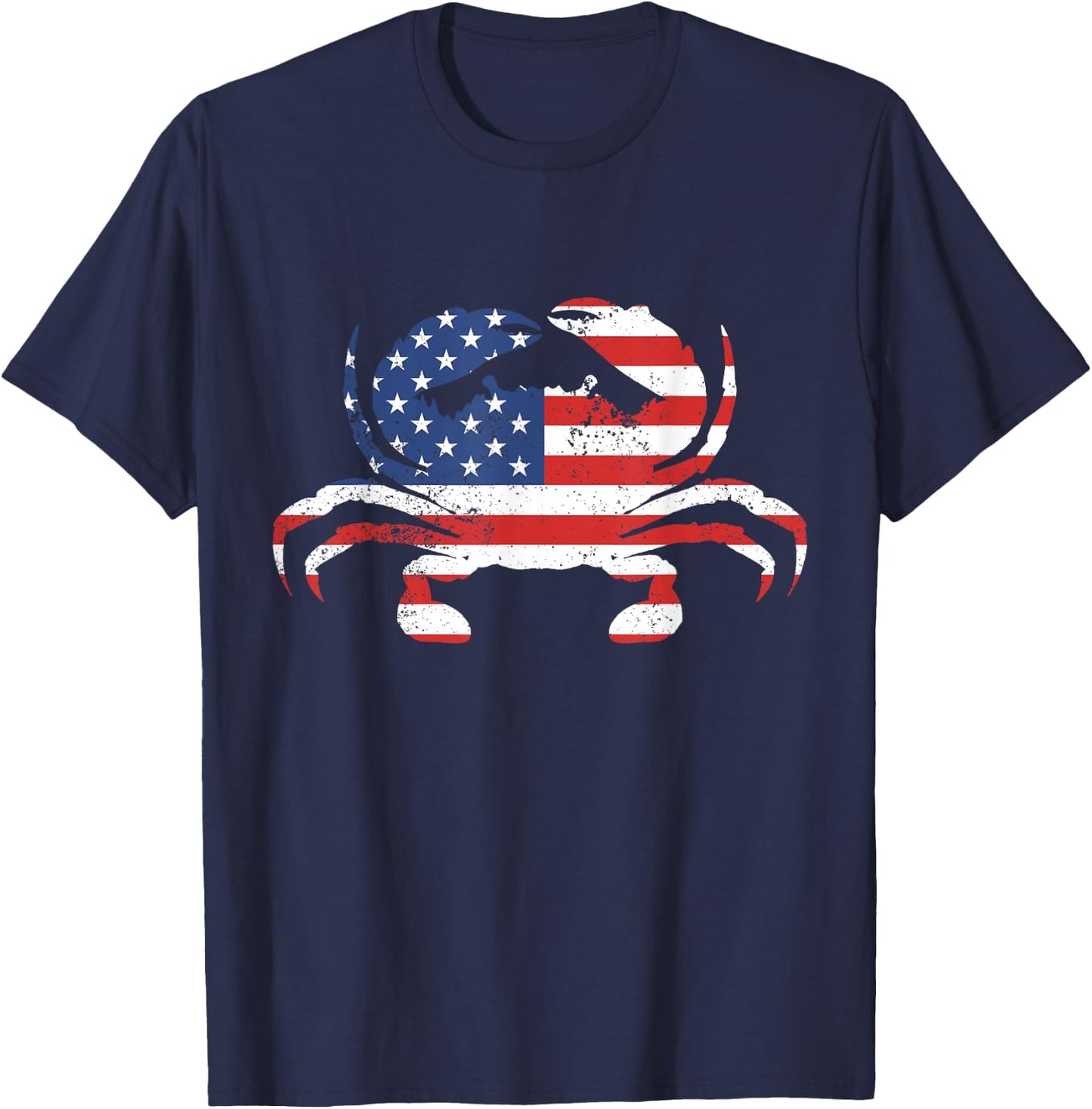 American Flag Crab Blue Crab Seafood USA Crab Meat Lover T-Shirt - T-Shirt | Navy