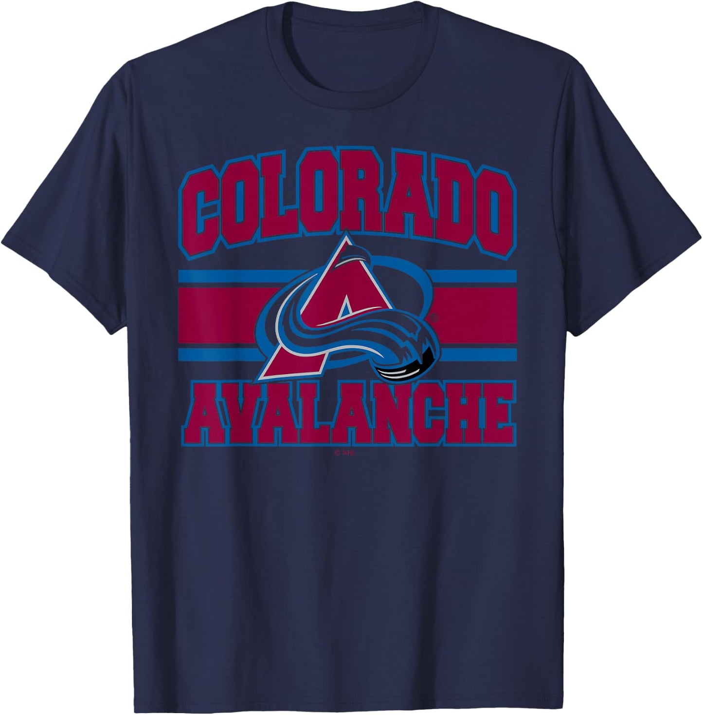 Colorado Avalanche Stripe White Officially Licensed T-Shirt - T-Shirt | Navy