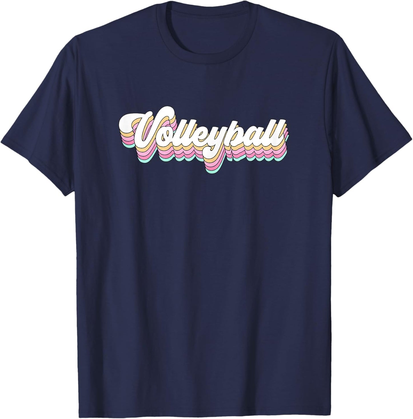 Retro Volleyball Pastel Aesthetic Teen Girls Women Groovy T-Shirt - T-Shirt | Navy
