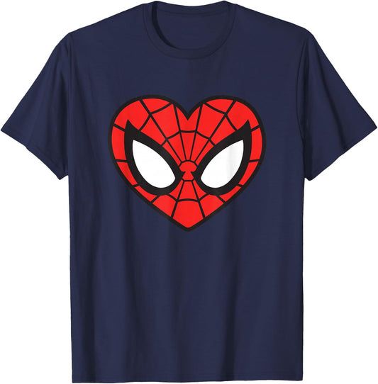 Marvel Spider-Man Modern Heart Mask Logo T-Shirt - T-Shirt | Navy