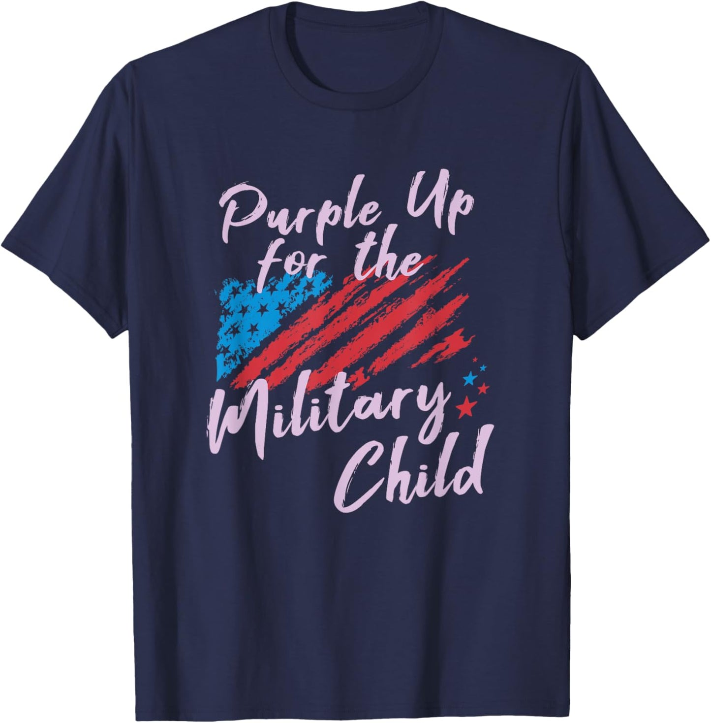 Purple Up Military Child / Support Family American Flag Star T-Shirt - T-Shirt | Navy