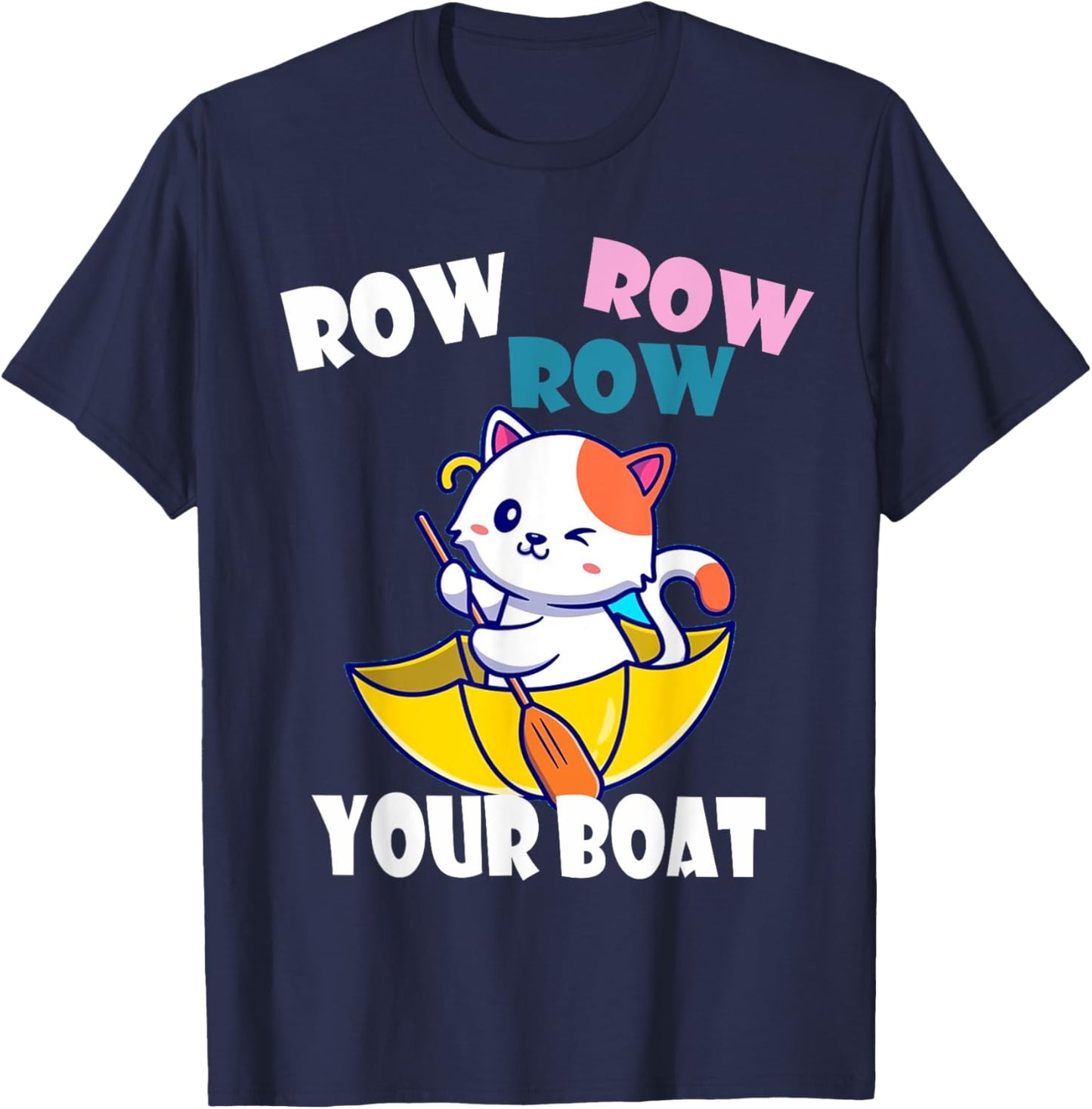 Row Row Row Your Boat Cute Unicorn Funny Kids T-Shirt - T-Shirt | Navy