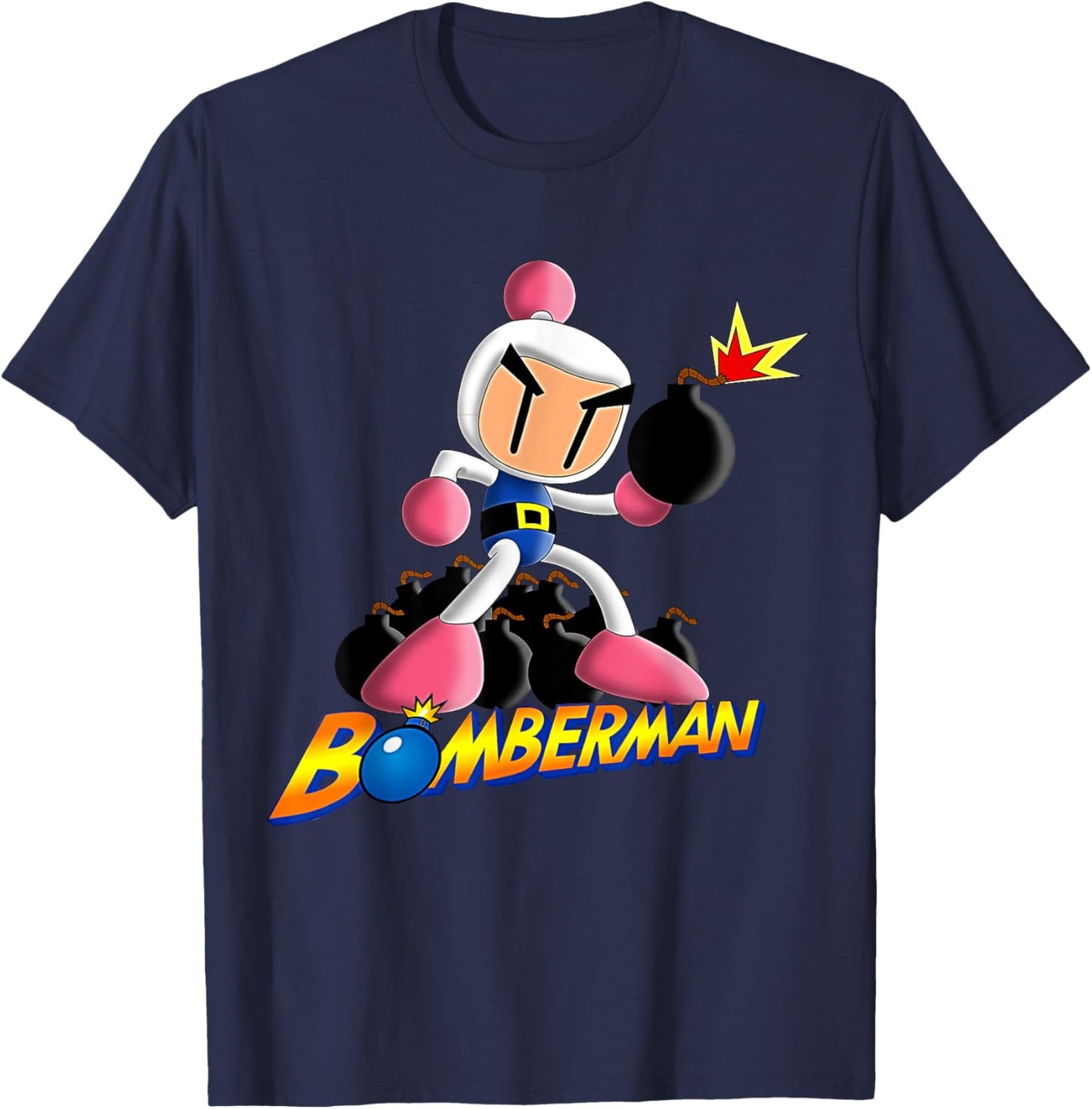 Bomberman Bombing Explosive Retro Gamer Nostalgia Classic T-Shirt - T-Shirt | Navy