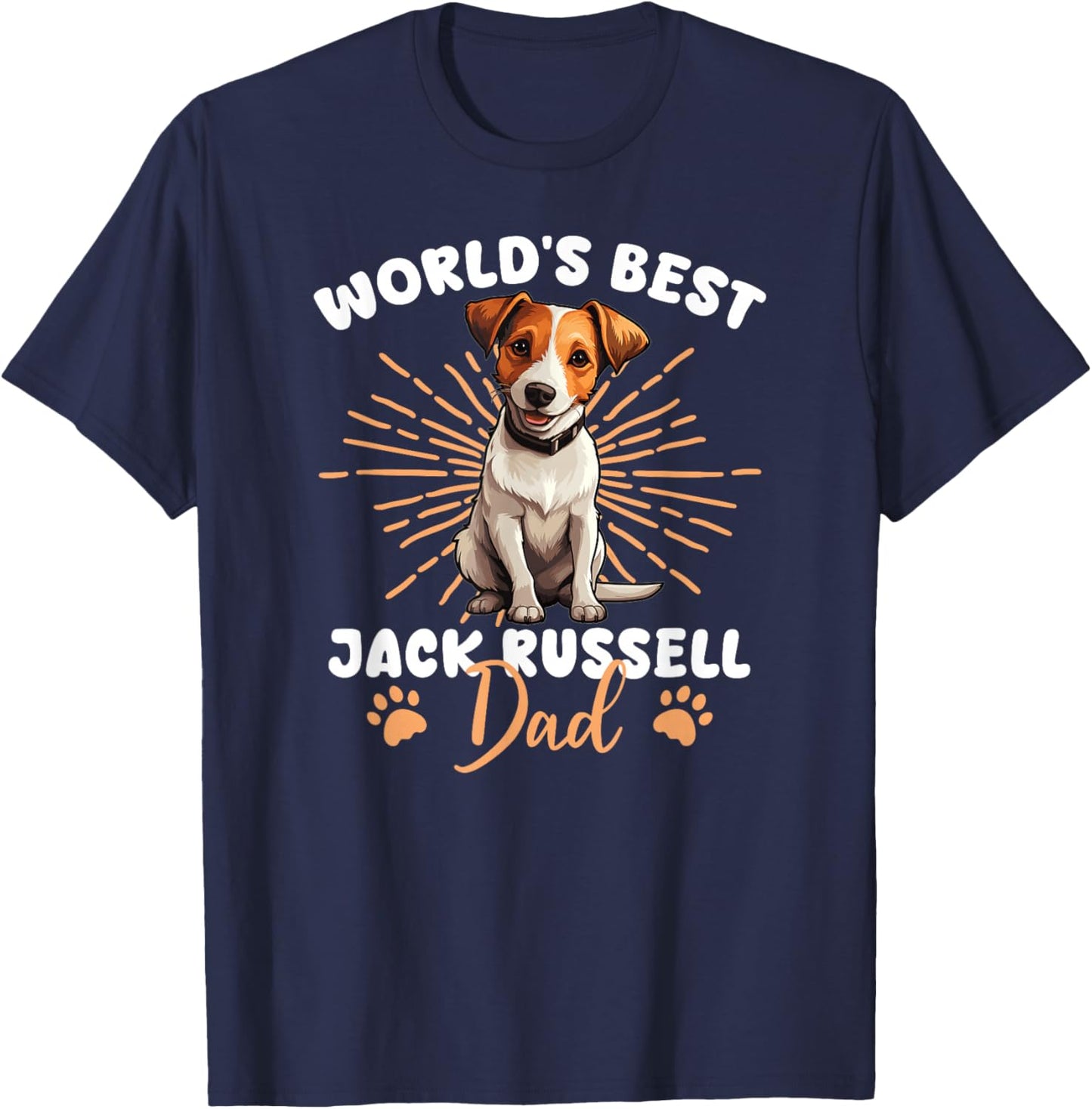 Jack Russell Terrier Groovy World's Best Jack Russell Dad T-Shirt - T-Shirt | Navy