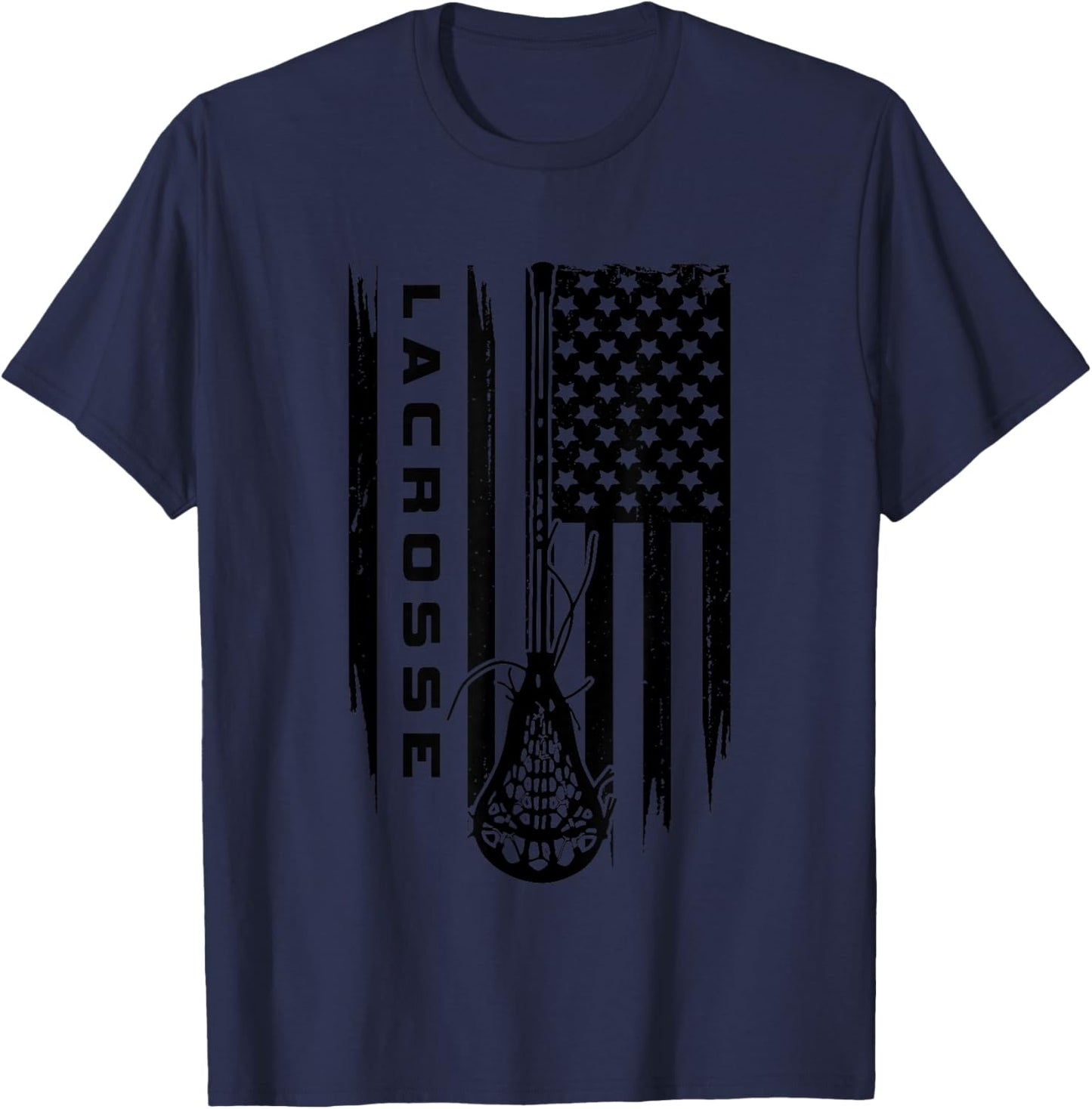American Flag Lacrosse Apparel - Lacrosse Small T-Shirt - T-Shirt | Navy