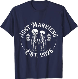 Just Married Skeleton Couple Est. 2026 T-Shirt - T-Shirt | Navy