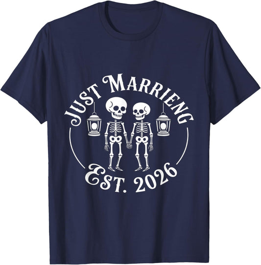 Just Married Skeleton Couple Est. 2026 T-Shirt - T-Shirt | Navy