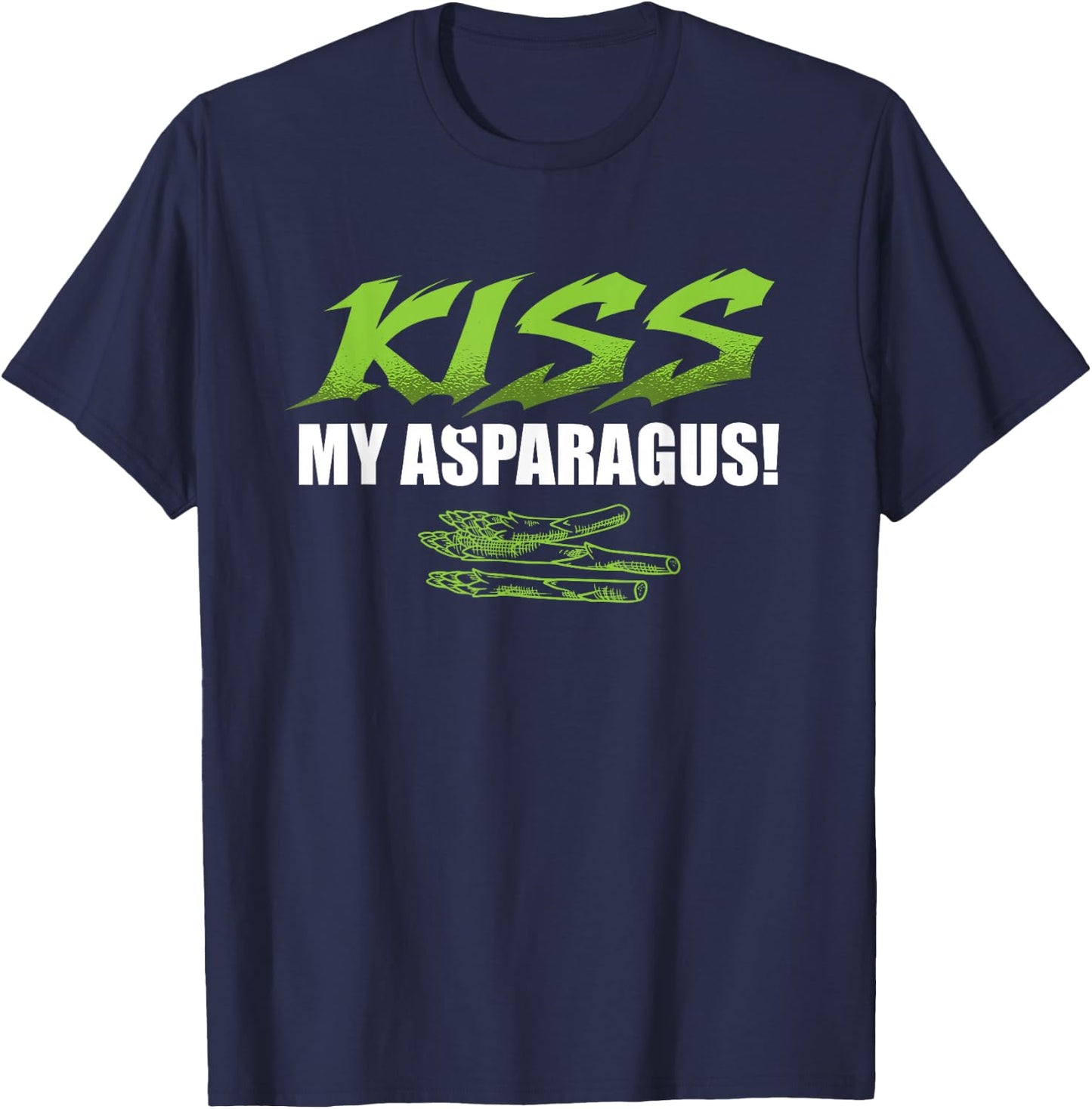 Kiss My Asparagus Lover Vegetarian Vegetable Vegan T-Shirt - T-Shirt | Navy