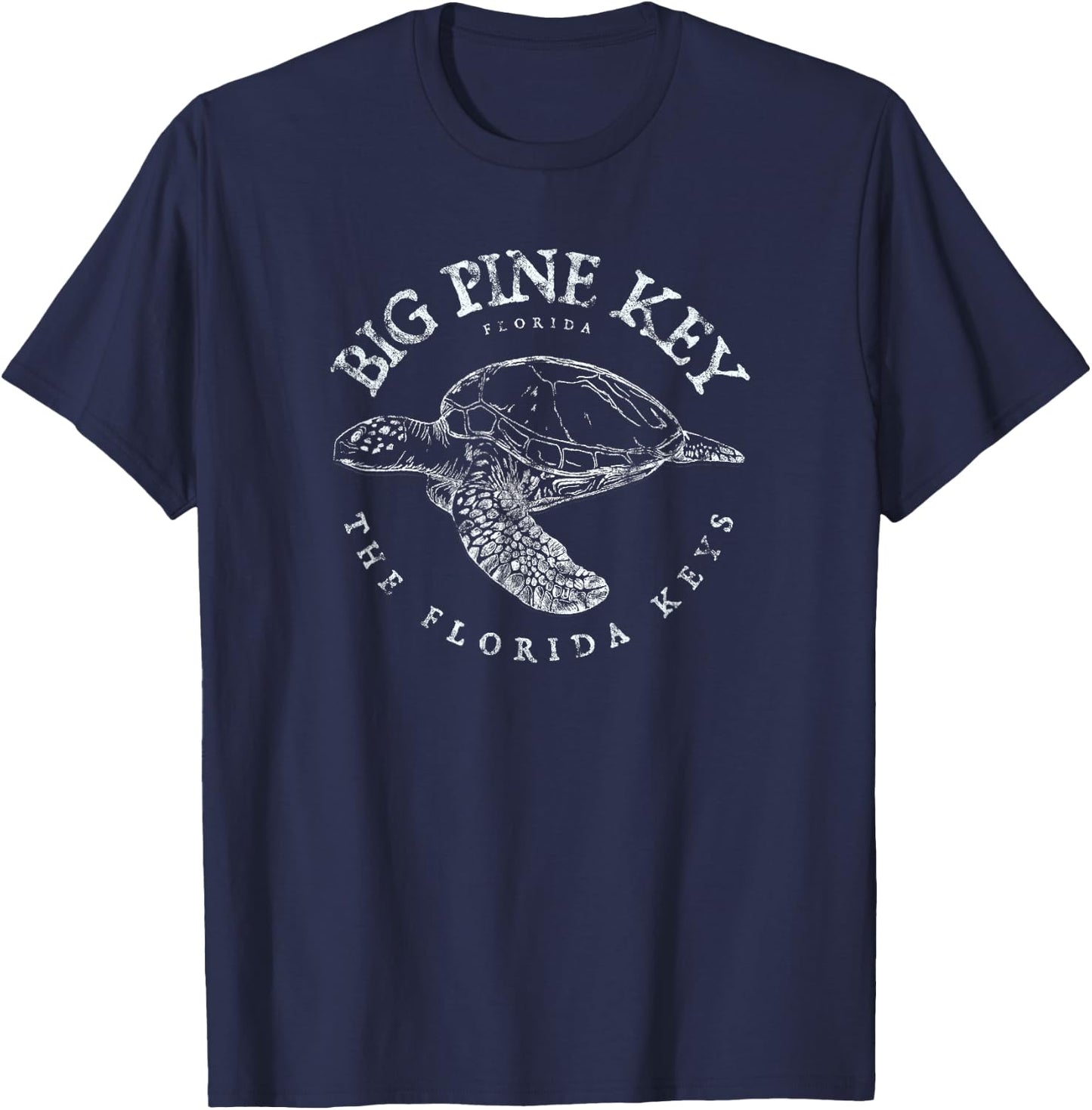 Big Pine Key Turtle Florida Keys Scuba Fishing Diving T-Shirt - T-Shirt | Navy