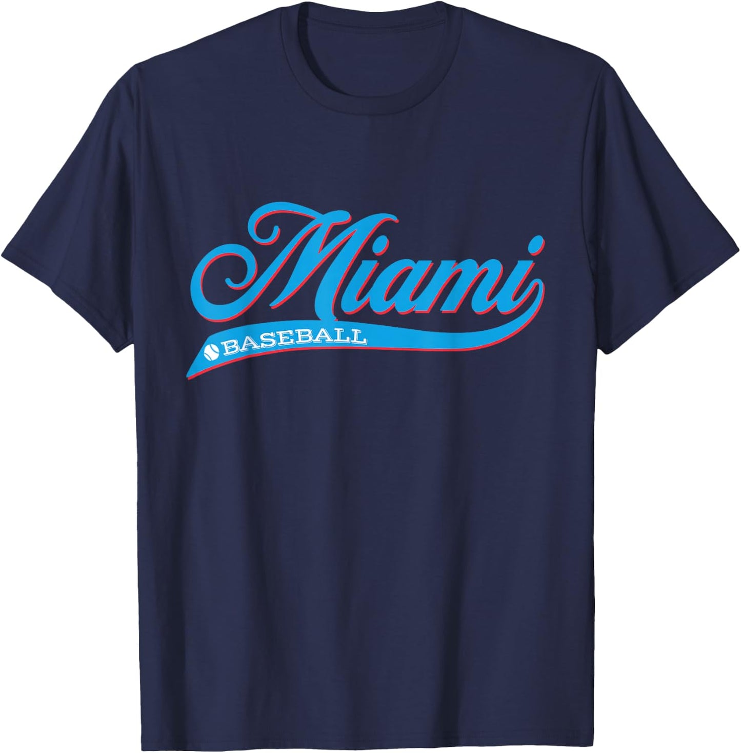 Vintage Retro Miami Baseball Classic T-Shirt - T-Shirt | Navy