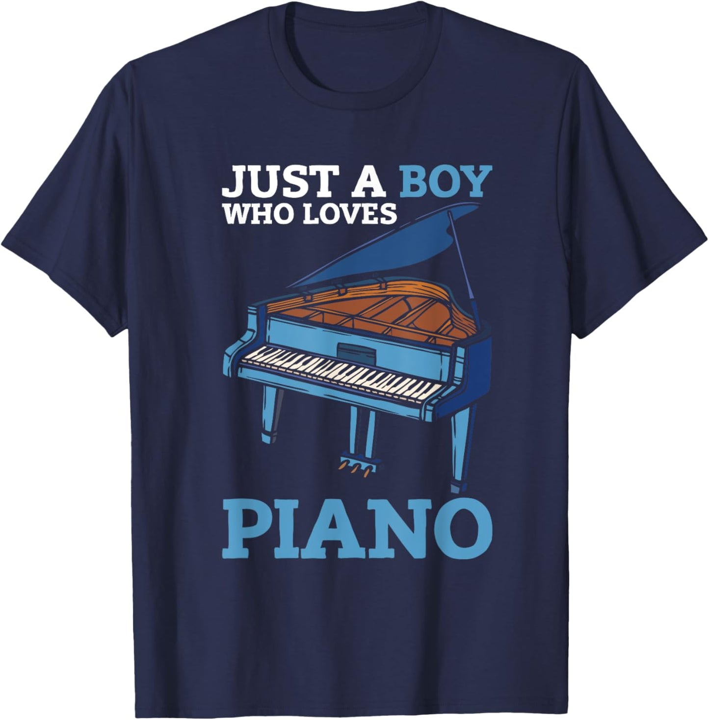 Just A Boy Who Loves Piano Kids Music Lover Musician T-Shirt - T-Shirt | Navy