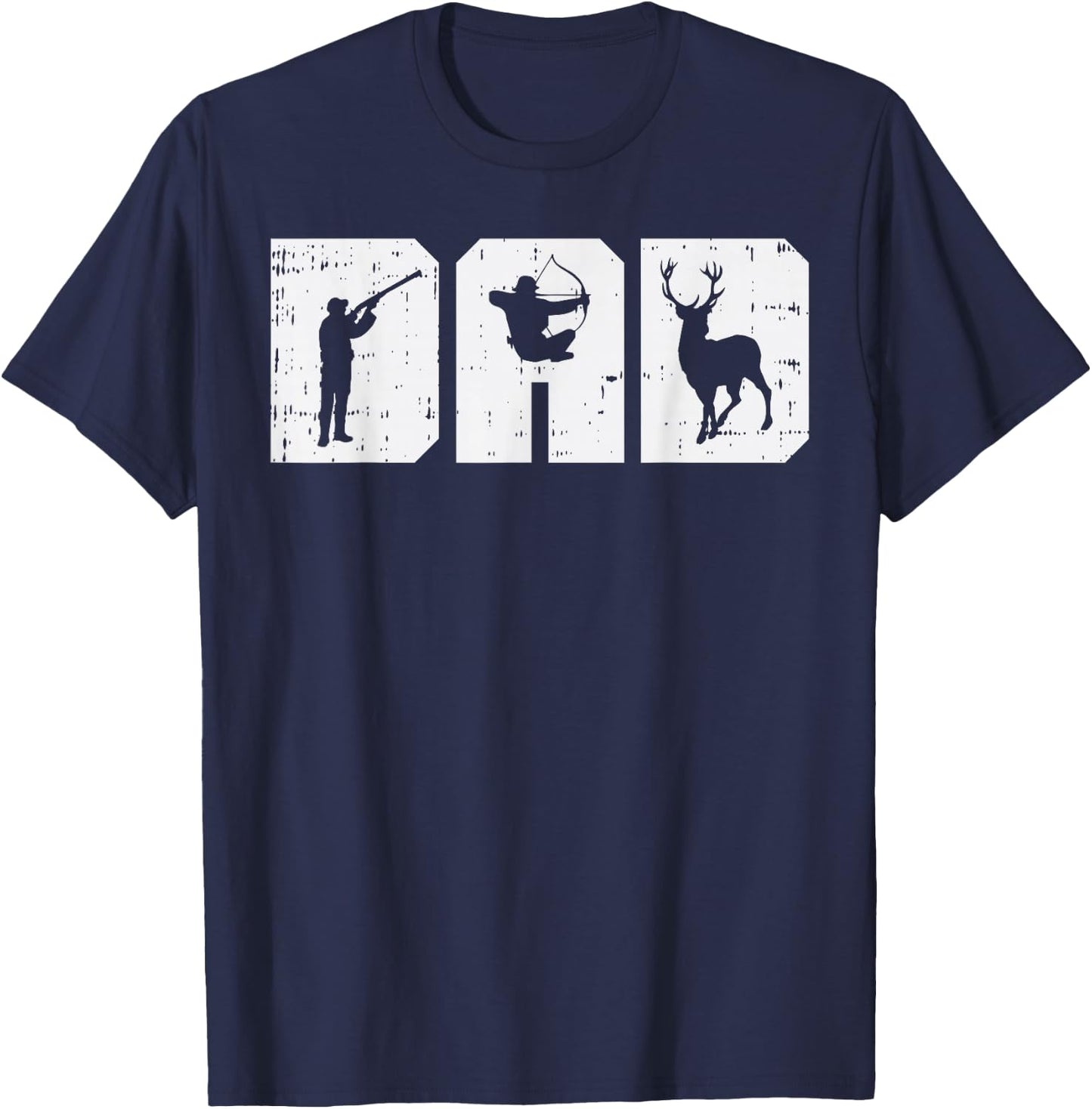 Dad Shooting Archery Deer Archer Bow Hunting Hunter Men Gift T-Shirt - T-Shirt | Navy