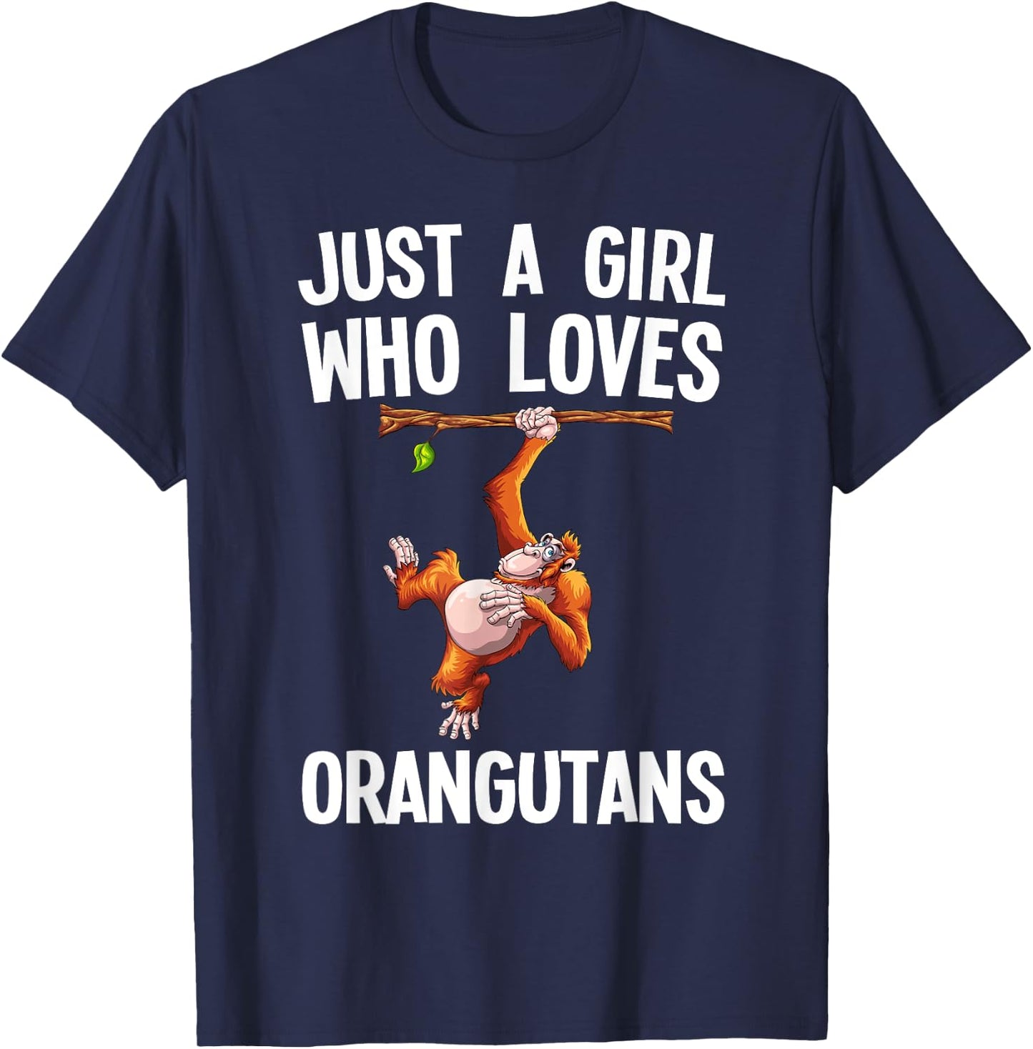 Funny Orangutan Art For Girls Women Monkey Orang Ape Lover T-Shirt - T-Shirt | Navy
