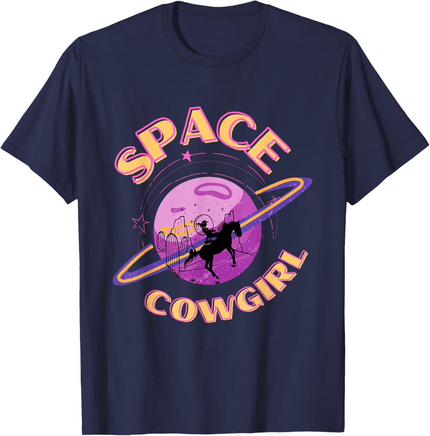 Space Cowgirls Bachelorette Party Rodeo Western Aesthetic T-Shirt - T-Shirt | Navy