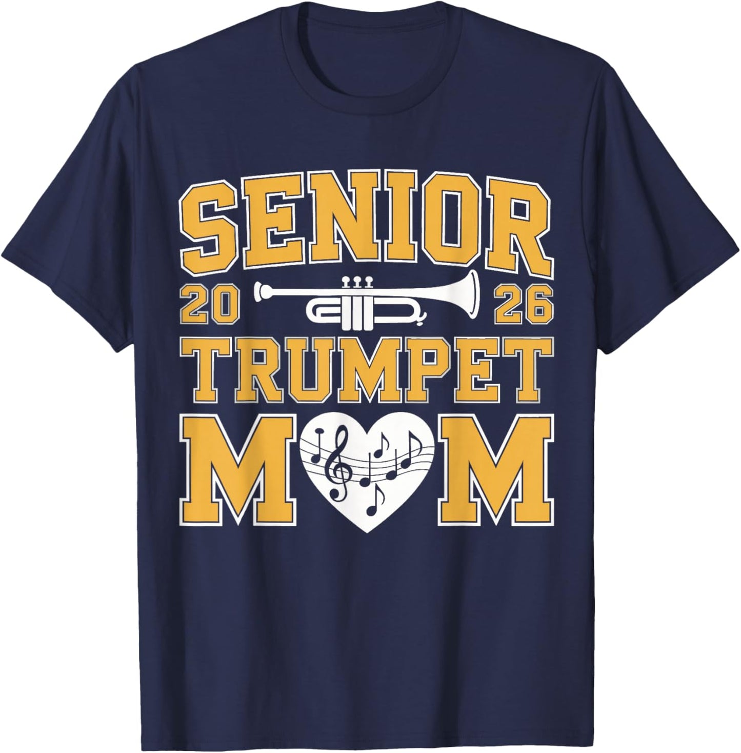 Senior Band Mom 2026 Trumpet Marching Band Class of 2026 T-Shirt - T-Shirt | Navy