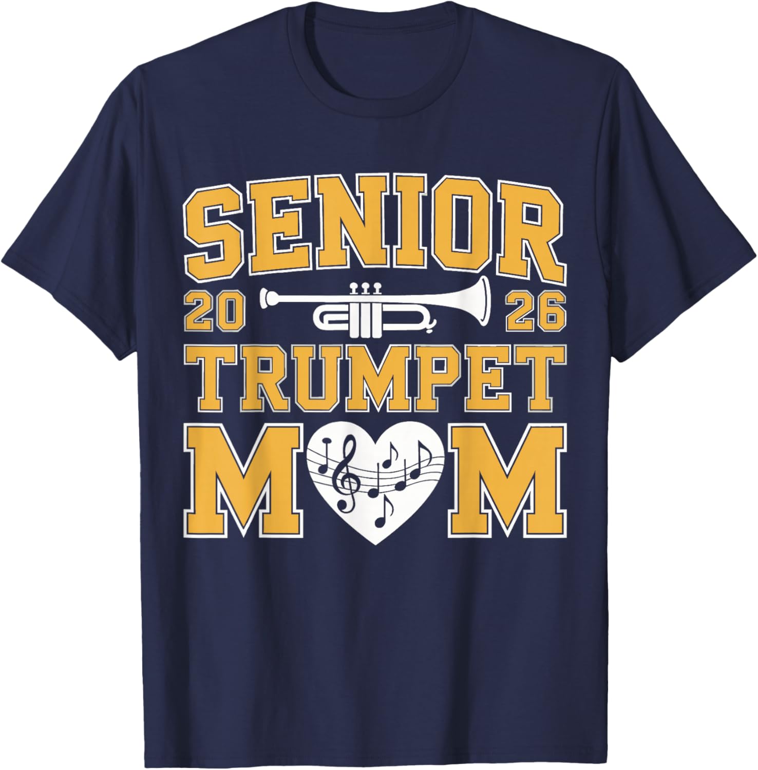 Senior Band Mom 2026 Trumpet Marching Band Class of 2026 T-Shirt - T-Shirt | Navy
