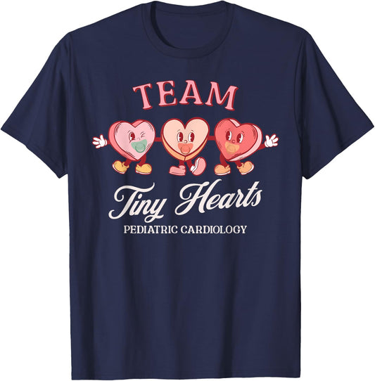 Team Tiny Heart Pediatric Cardiology Candy Heart Valentines T-Shirt - T-Shirt | Navy