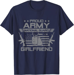 Proud Army National Guard Girlfriend Flag USA Military T-Shirt - T-Shirt | Navy