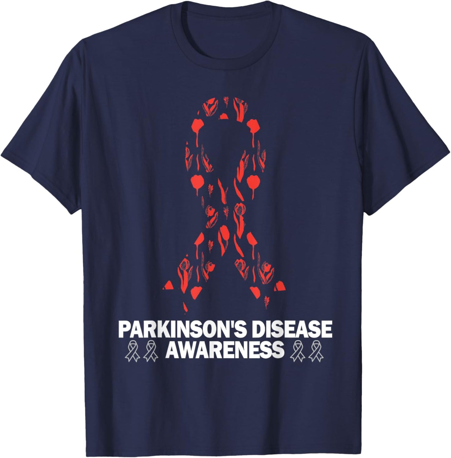 Parkinson's Disease Awareness April Month Red Tulip T-Shirt - T-Shirt | Navy