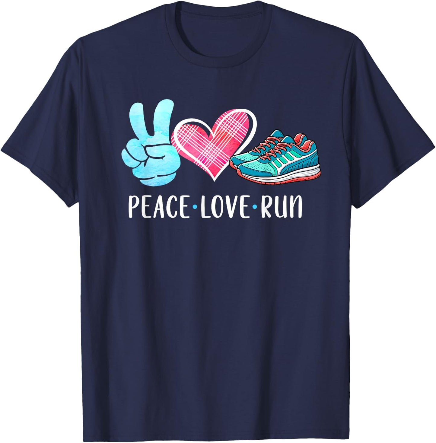 Running Lover Running Team Runner Athletic Peace Love Run T-Shirt - T-Shirt | Navy